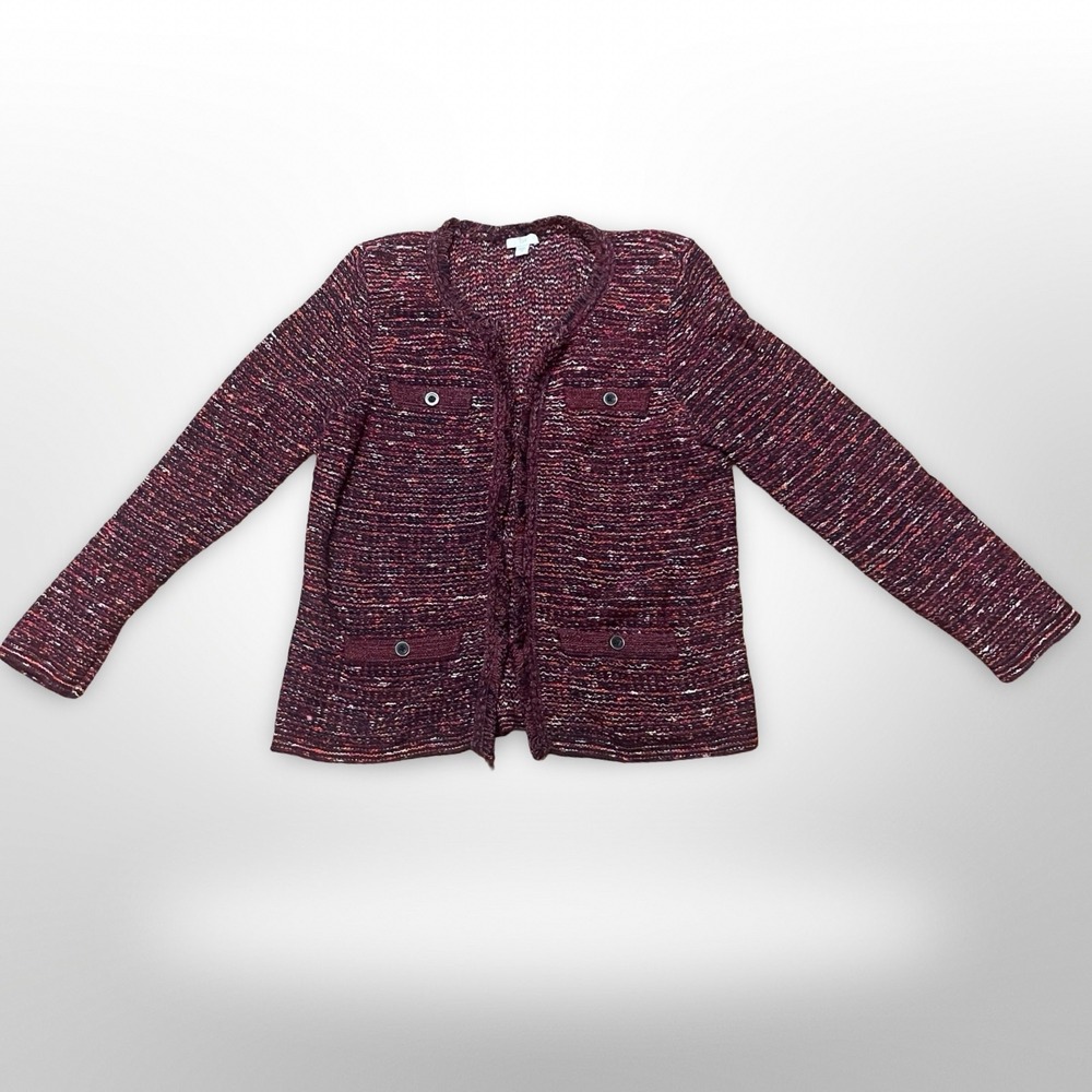 J Jill Textured Knit Cardigan jacket Sz M business casual office layer tweed